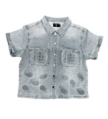 Mixed Emotions Paisley Denim Shirt Blue