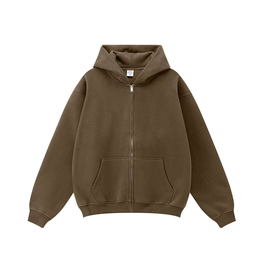 Kanye West-Inspired Heavyweight Fleece Zip-Up Hoodie – Olive