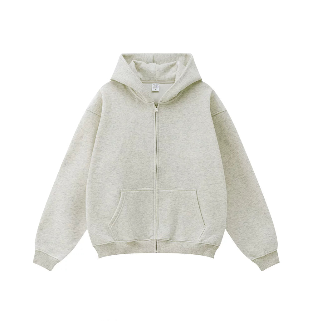 Kanye West-Inspired Heavyweight Fleece Zip-Up Hoodie – Oatmeal