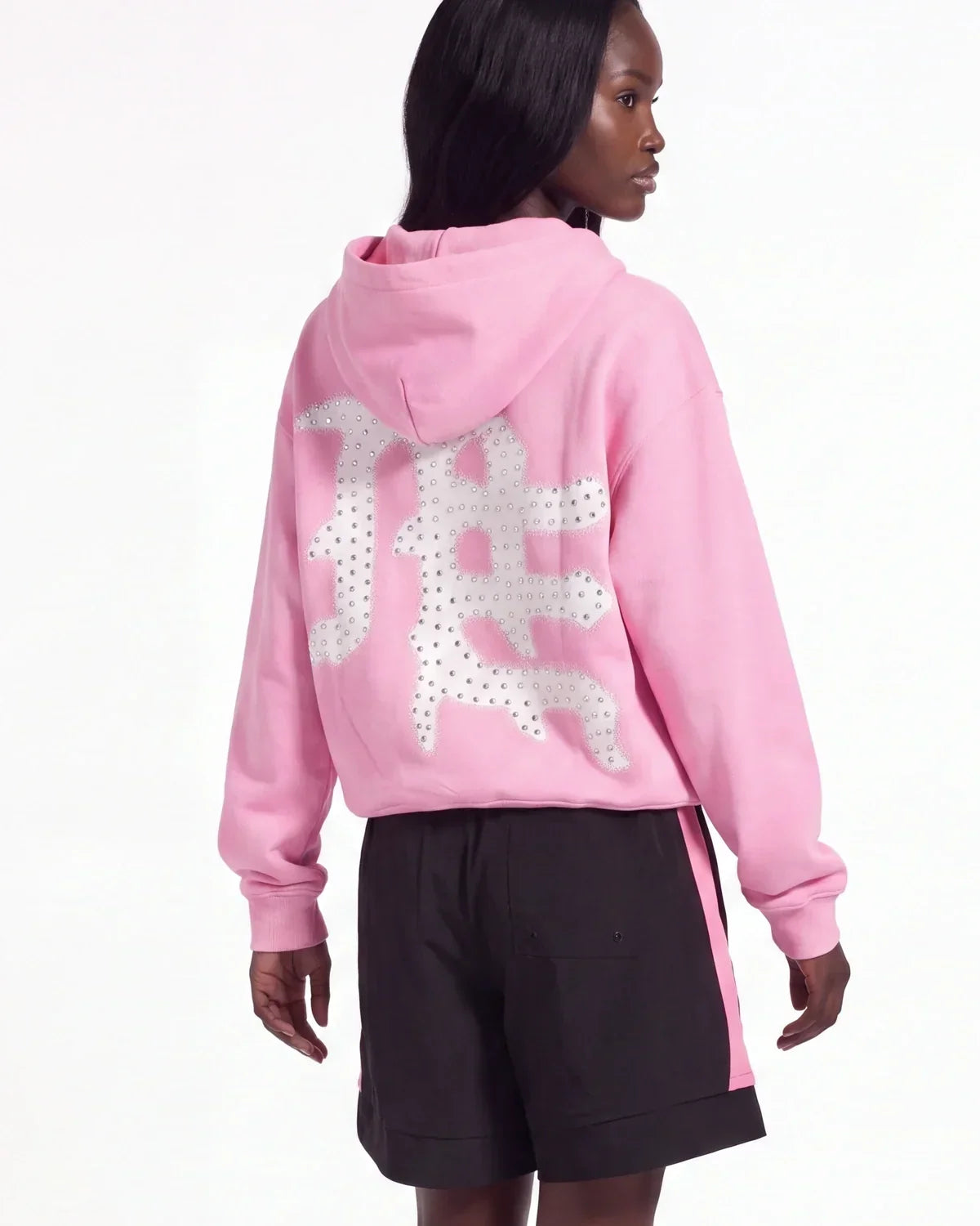 Mixed Emotions "End" Rhinestone Hoodie Pink