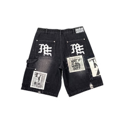 Mixed Emotions Black “AI” Denim Shorts