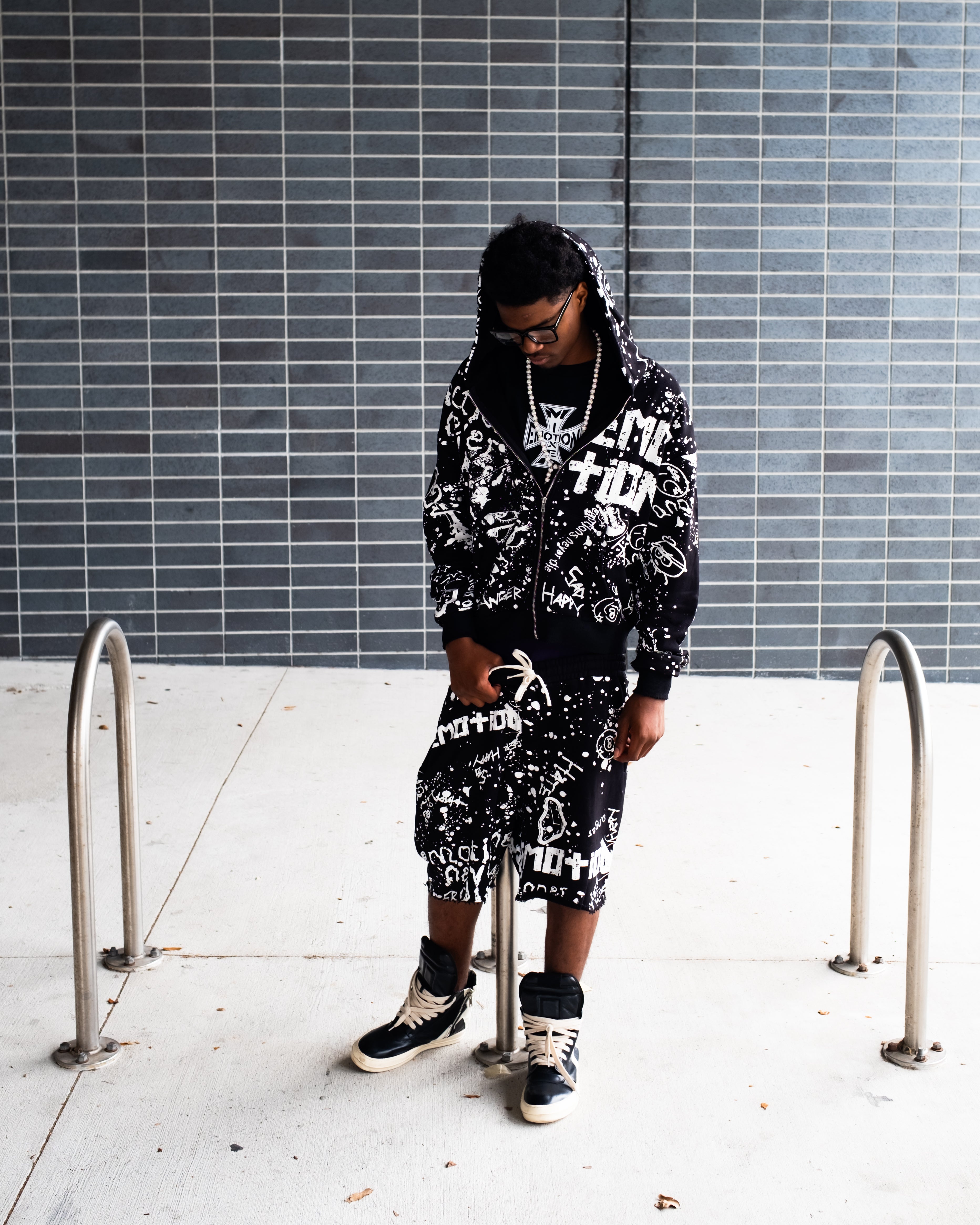 Mixed Emotions Black “Graffiti” Shorts
