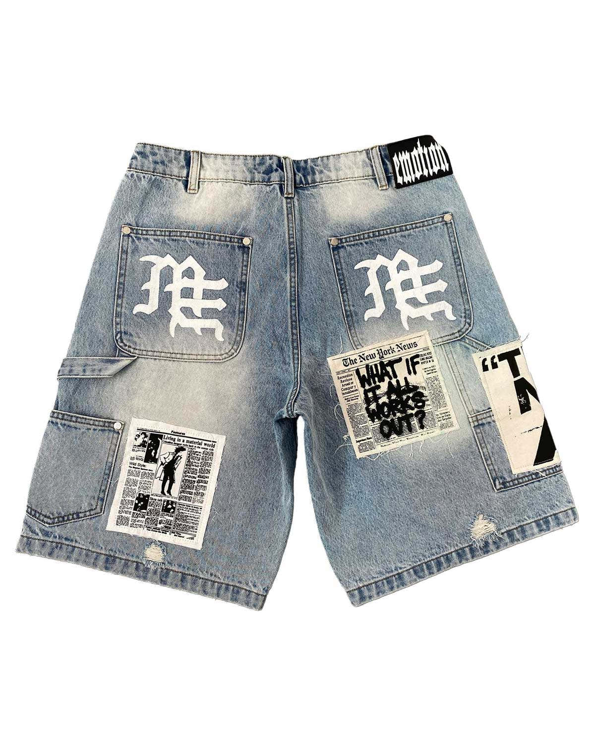 Mixed Emotions AI Denim Shorts Blue