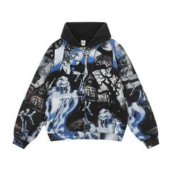 Vale Forever "Valley Dreams Ghost House" Vintage Zip-Up Hoodie (Black/Blue)
