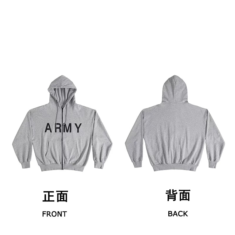 Kanye West "ARMY" Heavyweight Zip-Up Hoodie – Heather Grey
