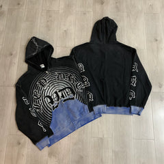 Vale Forever "Valley Dreams Multi-Color" Vintage Zip-Up Hoodie (Black/Blue)