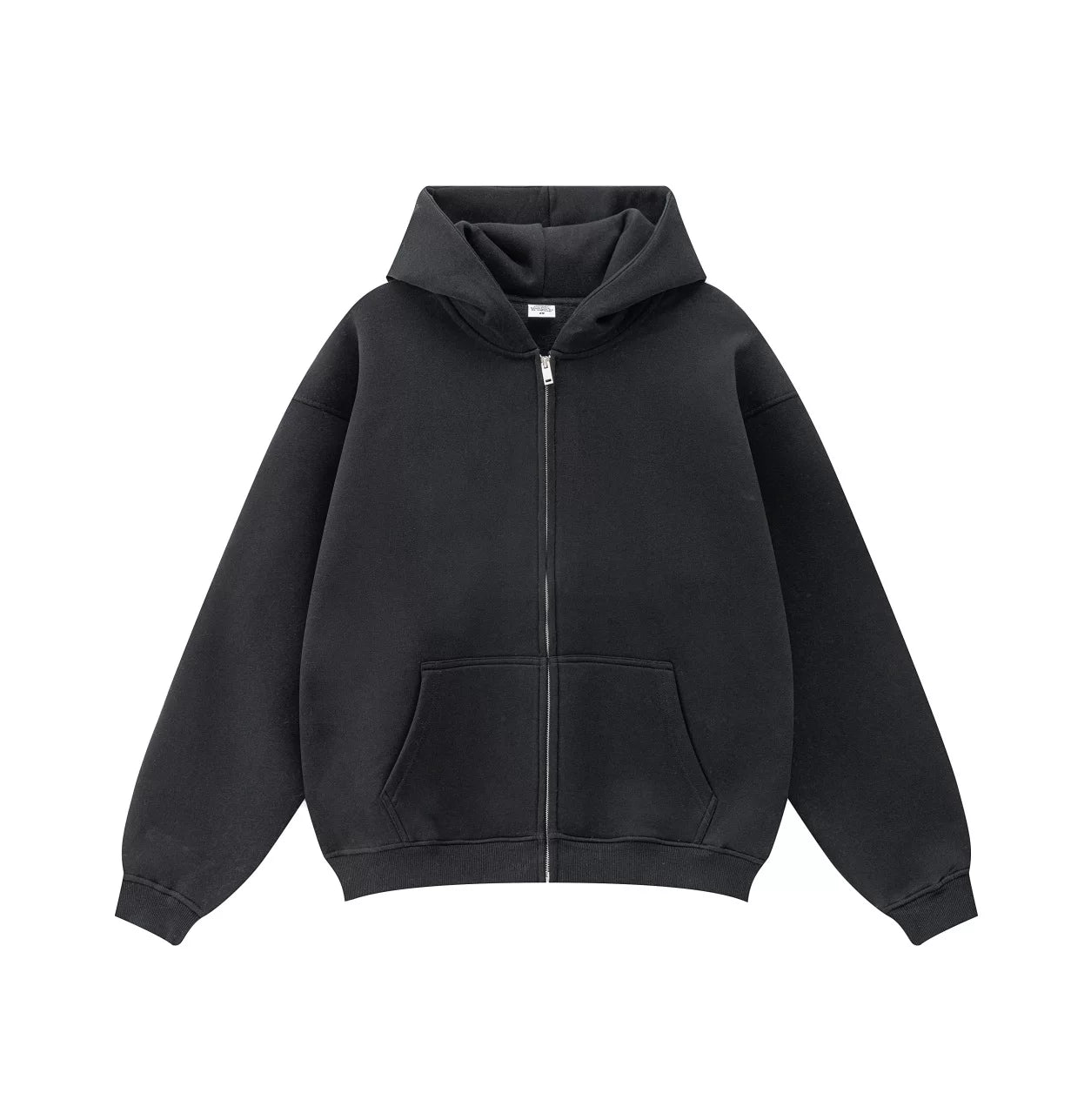 Kanye West-Inspired Heavyweight Fleece Zip-Up Hoodie – Black