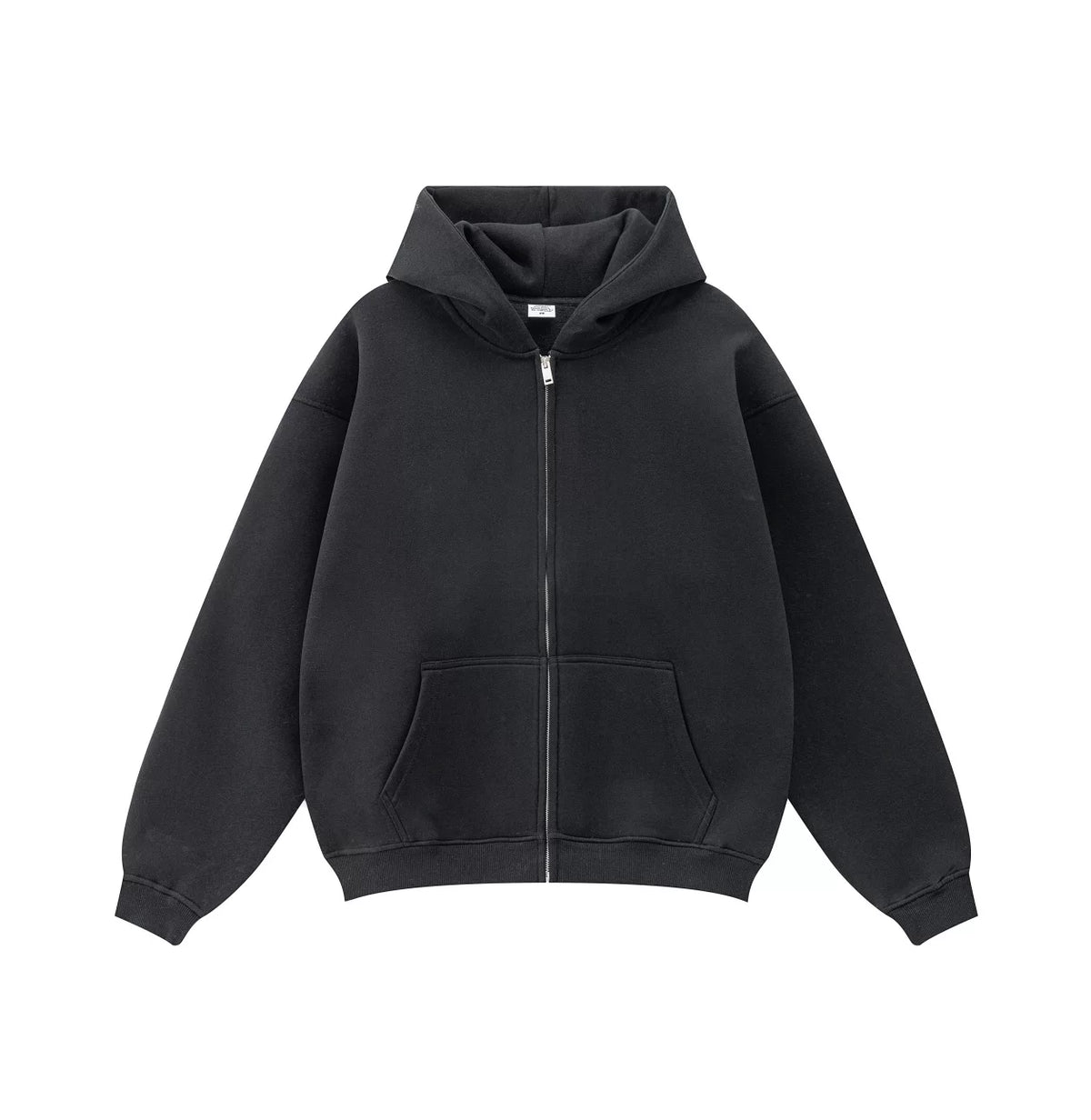 Kanye West-Inspired Heavyweight Fleece Zip-Up Hoodie – Black