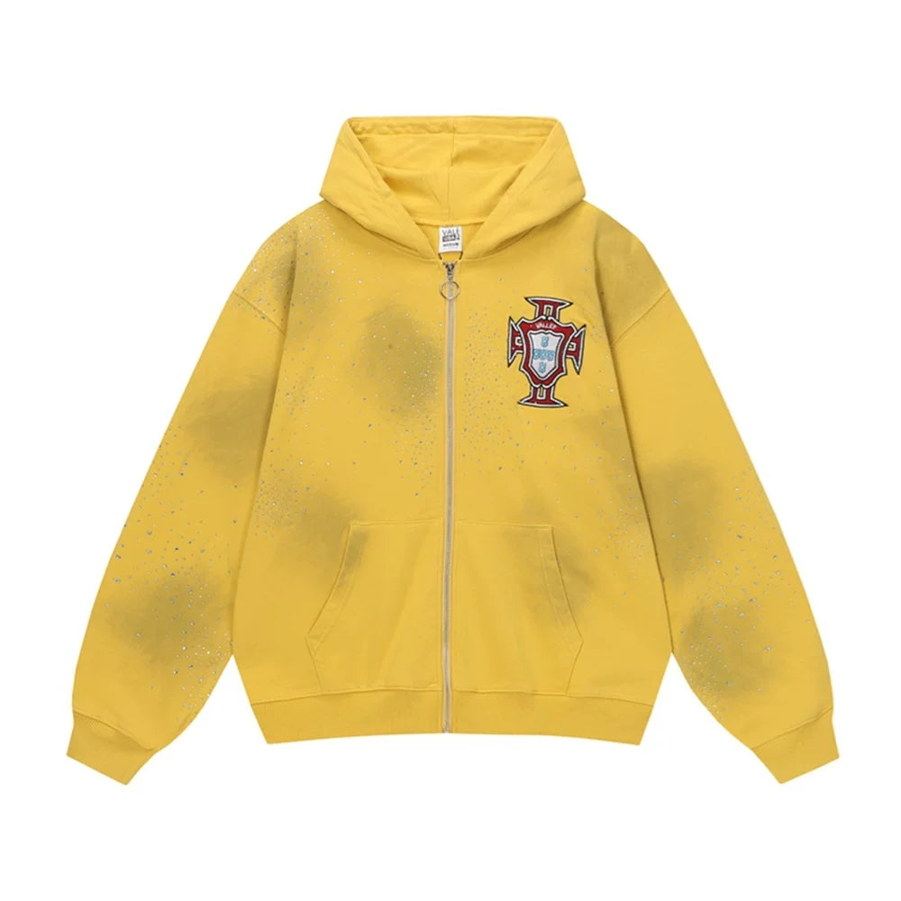 Vale Forever "Valley Dreams Crest" Vintage Zip-Up Hoodie (Yellow)