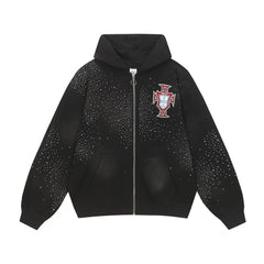 Vale Forever "Valley Dreams Crest" Vintage Zip-Up Hoodie (Black)