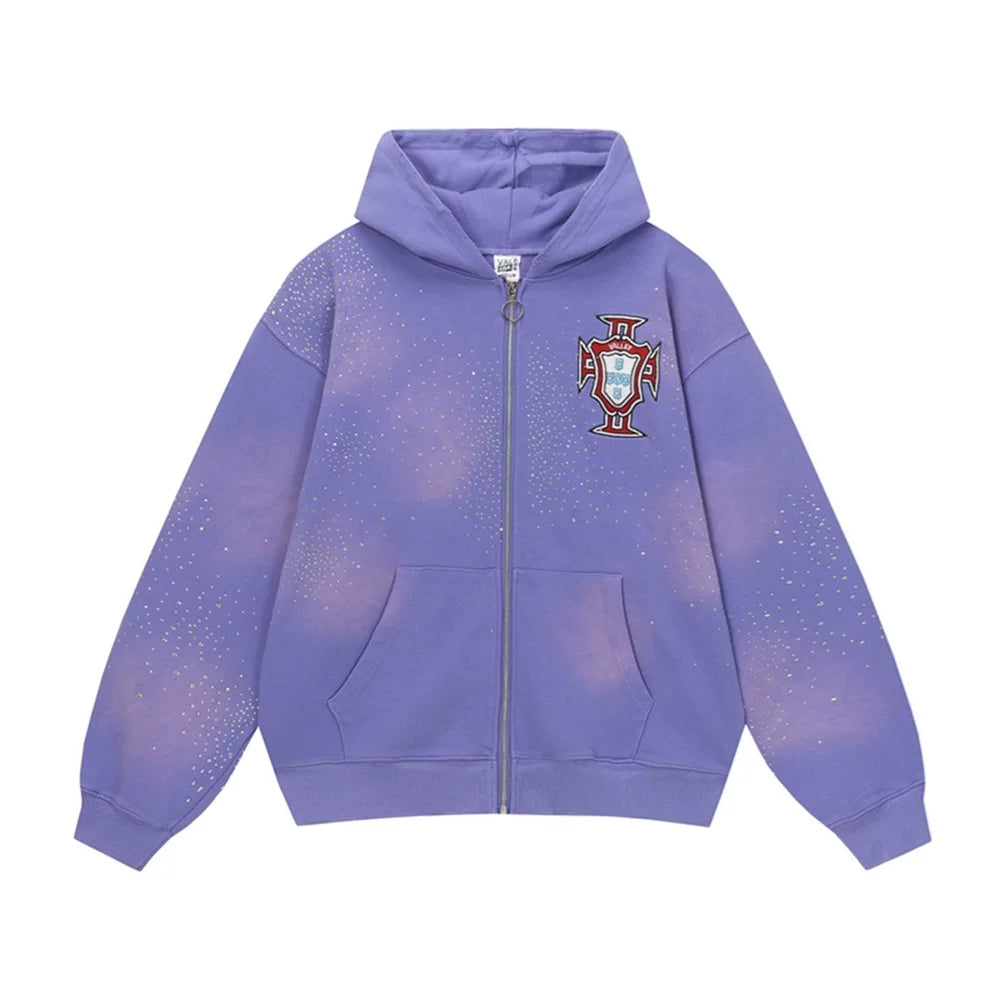 Vale Forever "Valley Dreams Crest" Vintage Zip-Up Hoodie (Purple)
