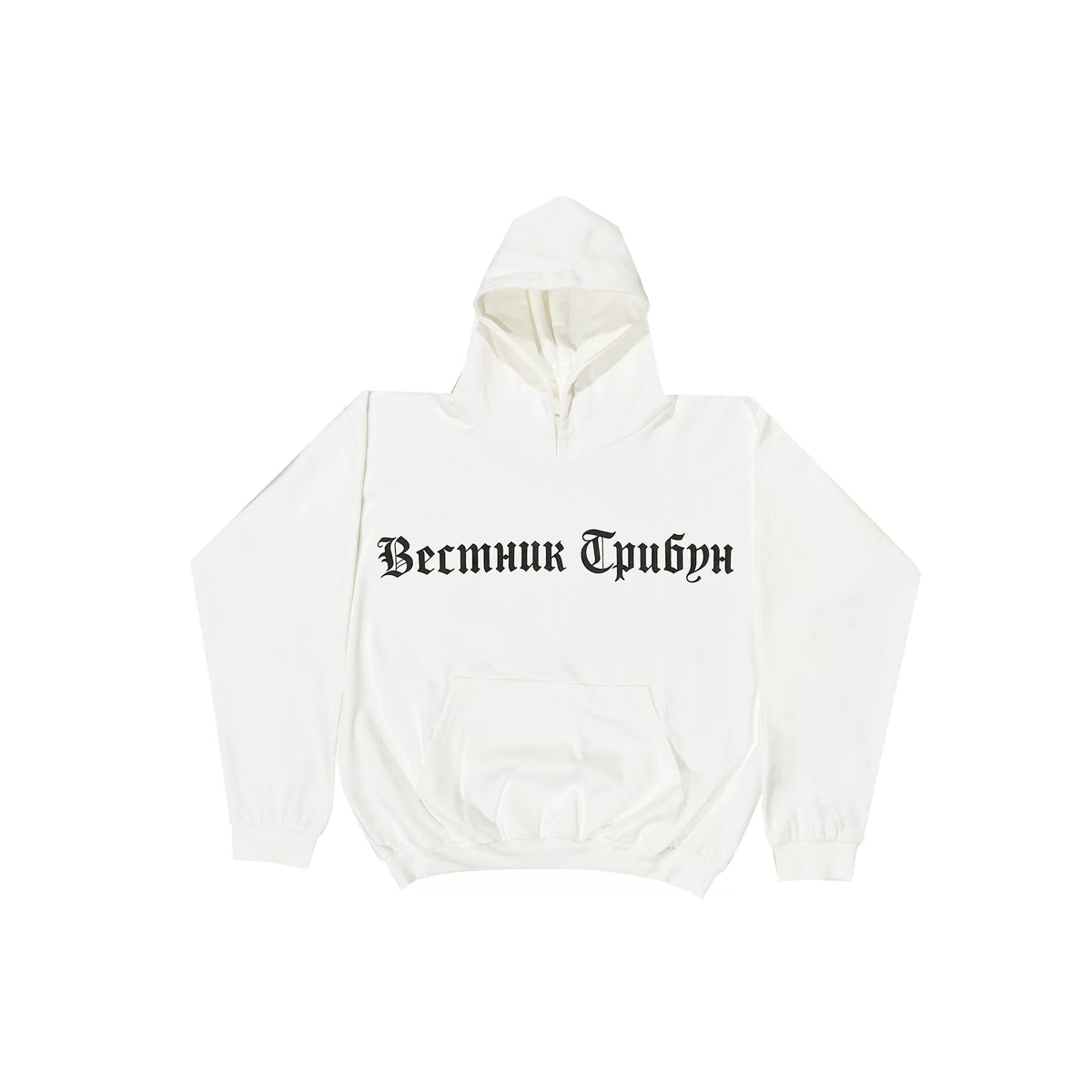 Kanye West Heavyweight Fleece Hoodie – White / Cyrillic Chest Logo