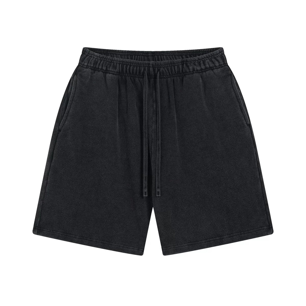 Kanye Heavyweight Vintage Washed Streetwear Shorts – Washed Black