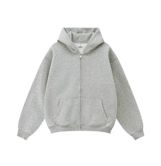Kanye West-Inspired Heavyweight Fleece Zip-Up Hoodie – Light Grey