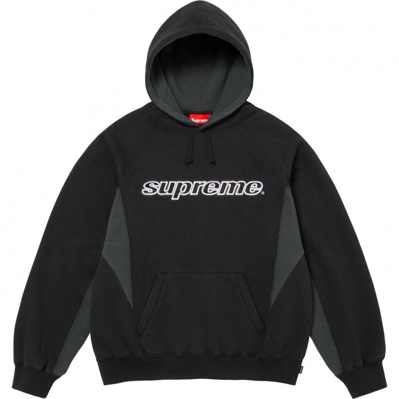Supreme Curved Logo Hooded Sweatshirt - Black / Charcoal