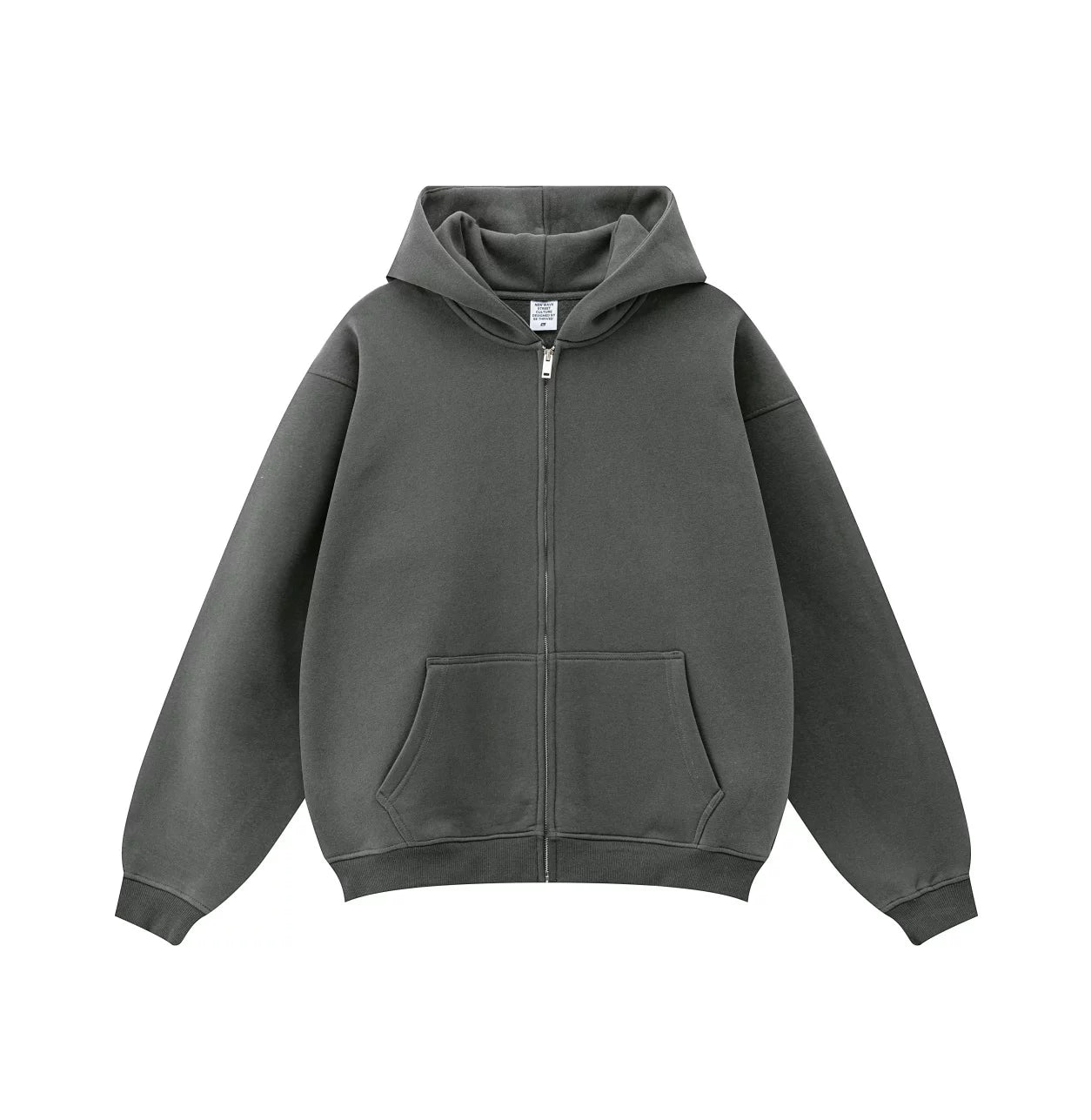 Kanye West-Inspired Heavyweight Fleece Zip-Up Hoodie – Dark Grey