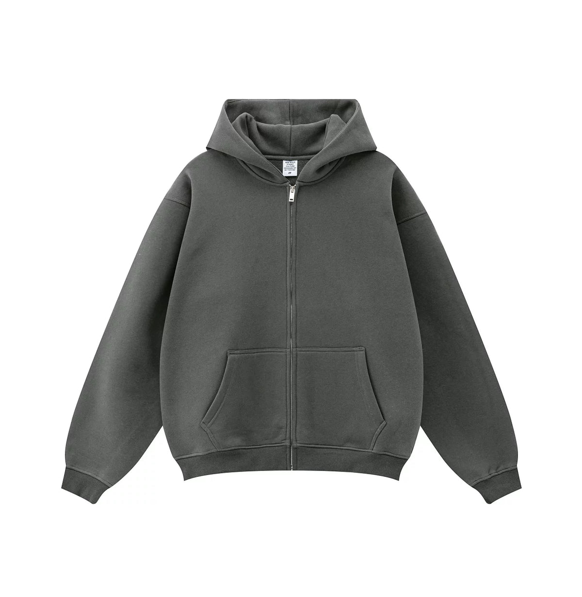 Kanye West-Inspired Heavyweight Fleece Zip-Up Hoodie – Dark Grey