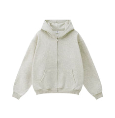 Kanye West-Inspired Heavyweight Fleece Zip-Up Hoodie – Oatmeal