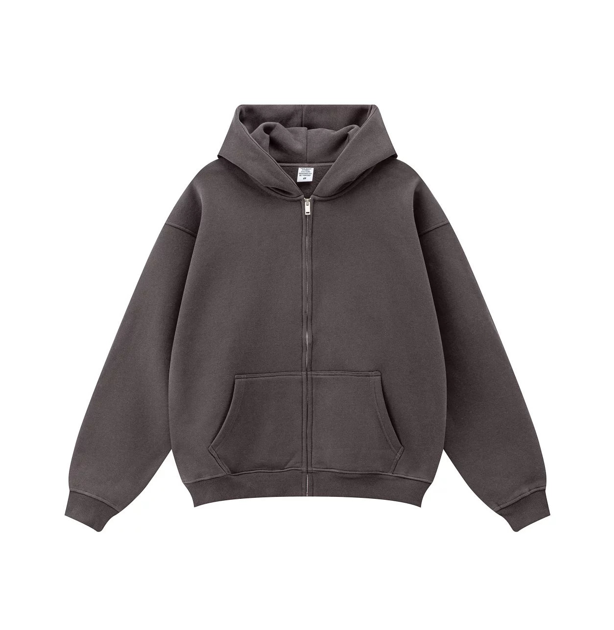 Kanye West-Inspired Heavyweight Fleece Zip-Up Hoodie – Dark Brown