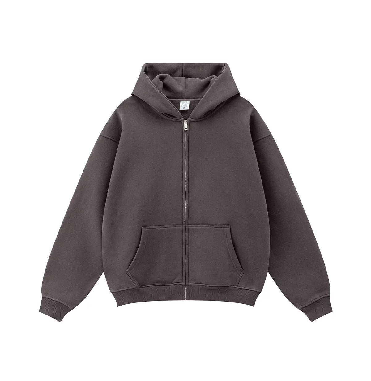 Kanye West-Inspired Heavyweight Fleece Zip-Up Hoodie – Dark Brown