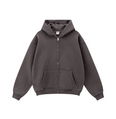 Kanye West-Inspired Heavyweight Fleece Zip-Up Hoodie – Dark Brown