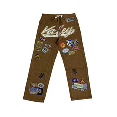 Vale Forever Rhinestone Patchwork Oversized Brown Denim Jeans