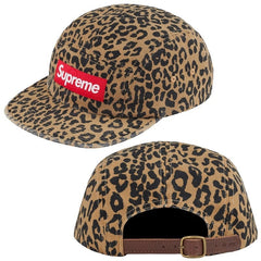 Supreme Leopard Print 5-Panel Red Box Logo Camp Cap