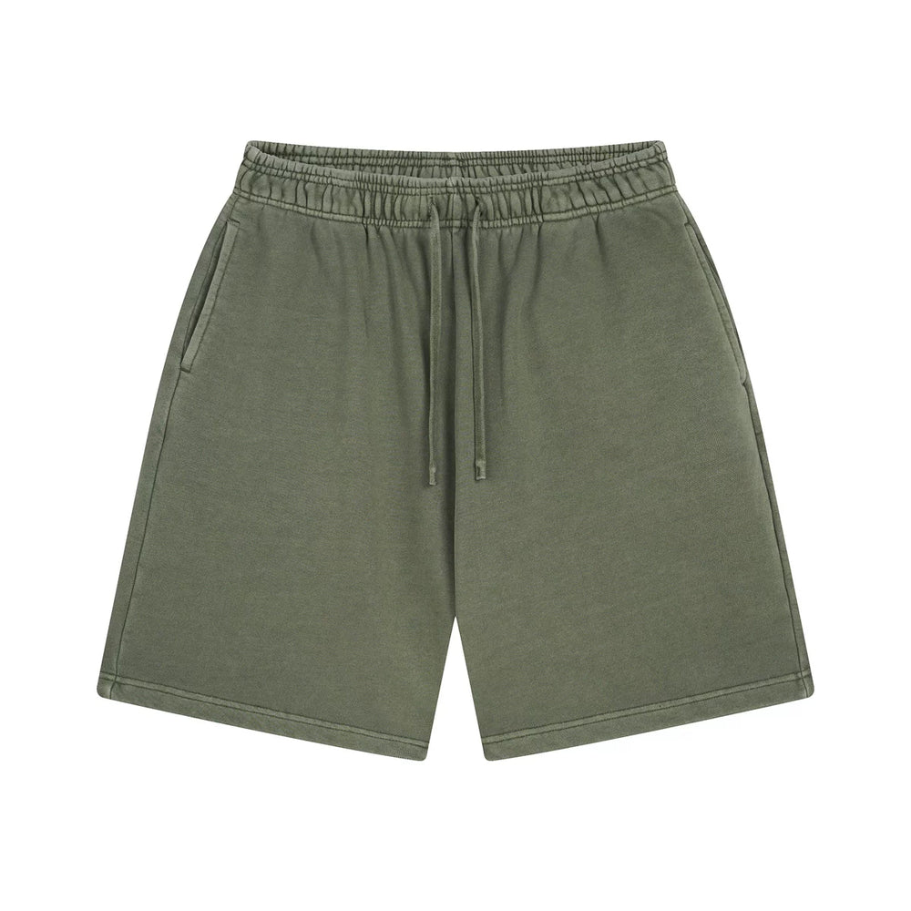 Kanye Heavyweight Vintage Washed Streetwear Shorts – Vintage Olive Green
