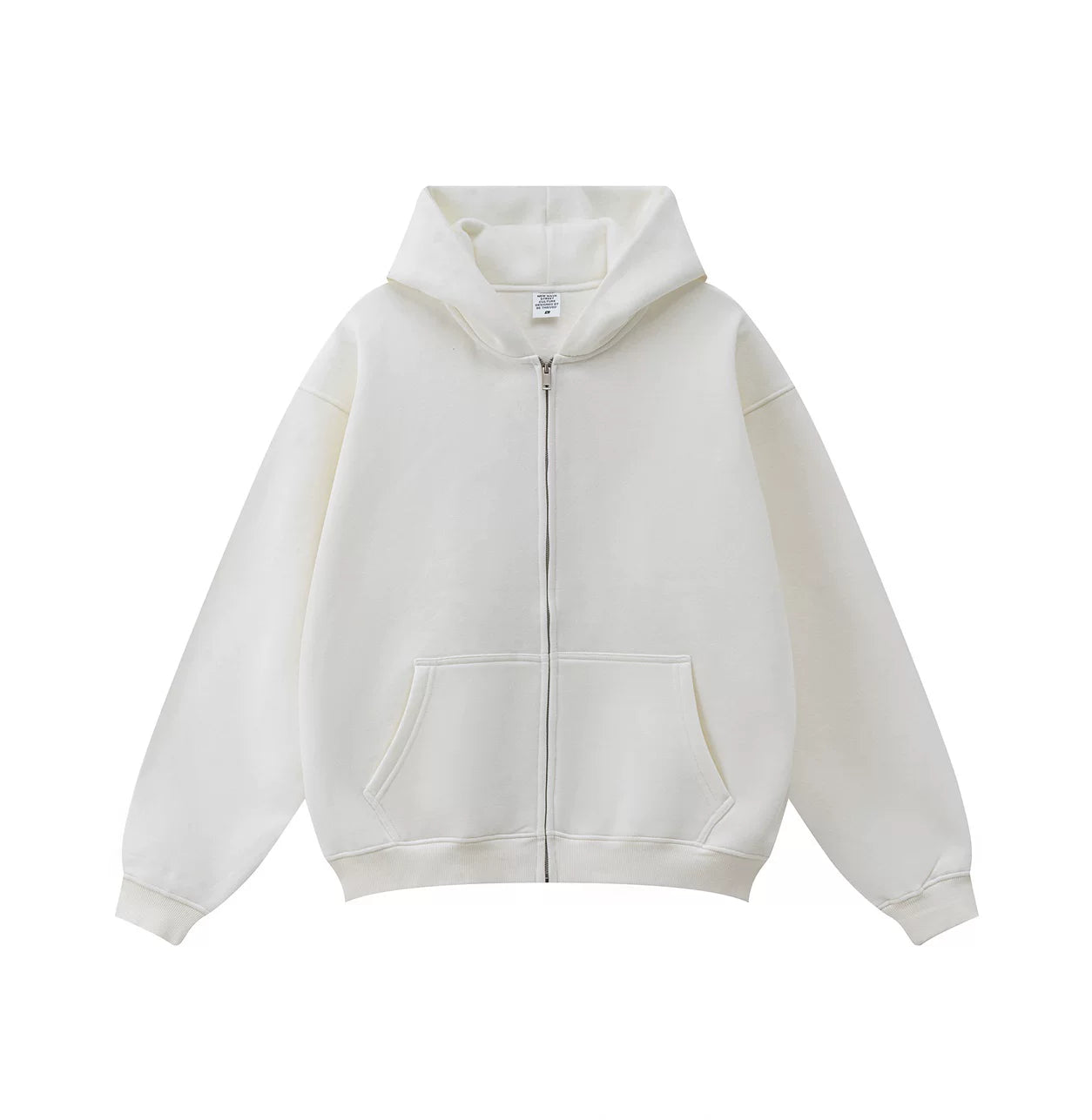 Kanye West-Inspired Heavyweight Fleece Zip-Up Hoodie – White
